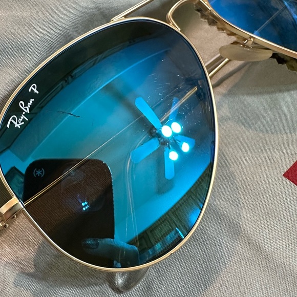 Ray Ban Aviator Flash Large Blue Mirrored Polarized Sunglasses - Picture 6 of 14